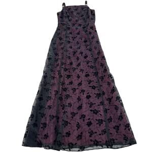 Betsy & Adam Dress Womens 4 Purple Black Floral Party Cocktail Y2K Vintage